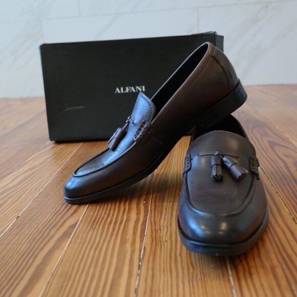 ALFANI Men's Declan Leather Tassel Loafers, Brown Size 8M - Picture 2 of 12
